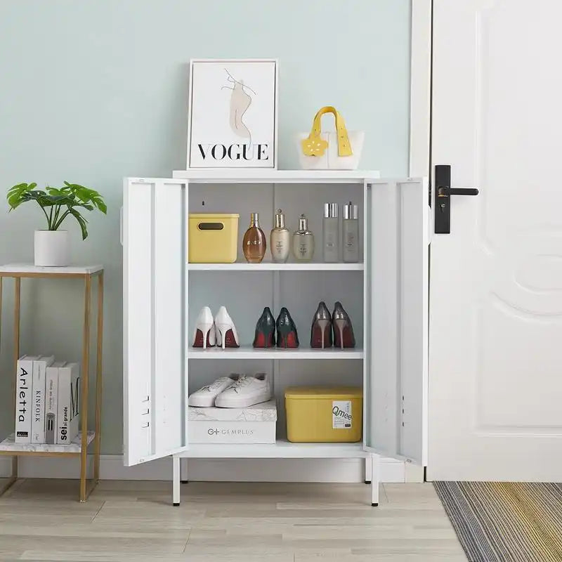 GREATMEET Metal Storage Cabinet with 2 Adjustable Shelf for Home Office,Apartment,Hotel,Gym