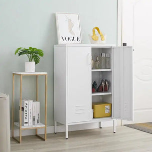 GREATMEET Metal Storage Cabinet with 2 Adjustable Shelf for Home Office,Apartment,Hotel,Gym