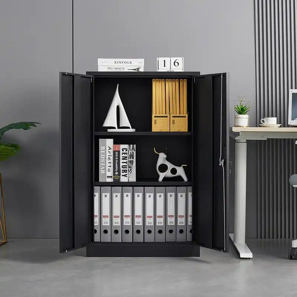 GREATMEET Locking Metal Cabinet, Steel Cabinet with Doors for Office,Home,Garage,Kitchen
