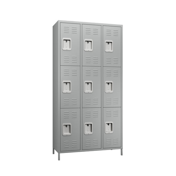 GREATMEET Metal Locker for School Office Gym Bedroom,9 Doors Black Steel Storage Locker Cabinet for Employees, Industrial Storage Locker, Assembly Required