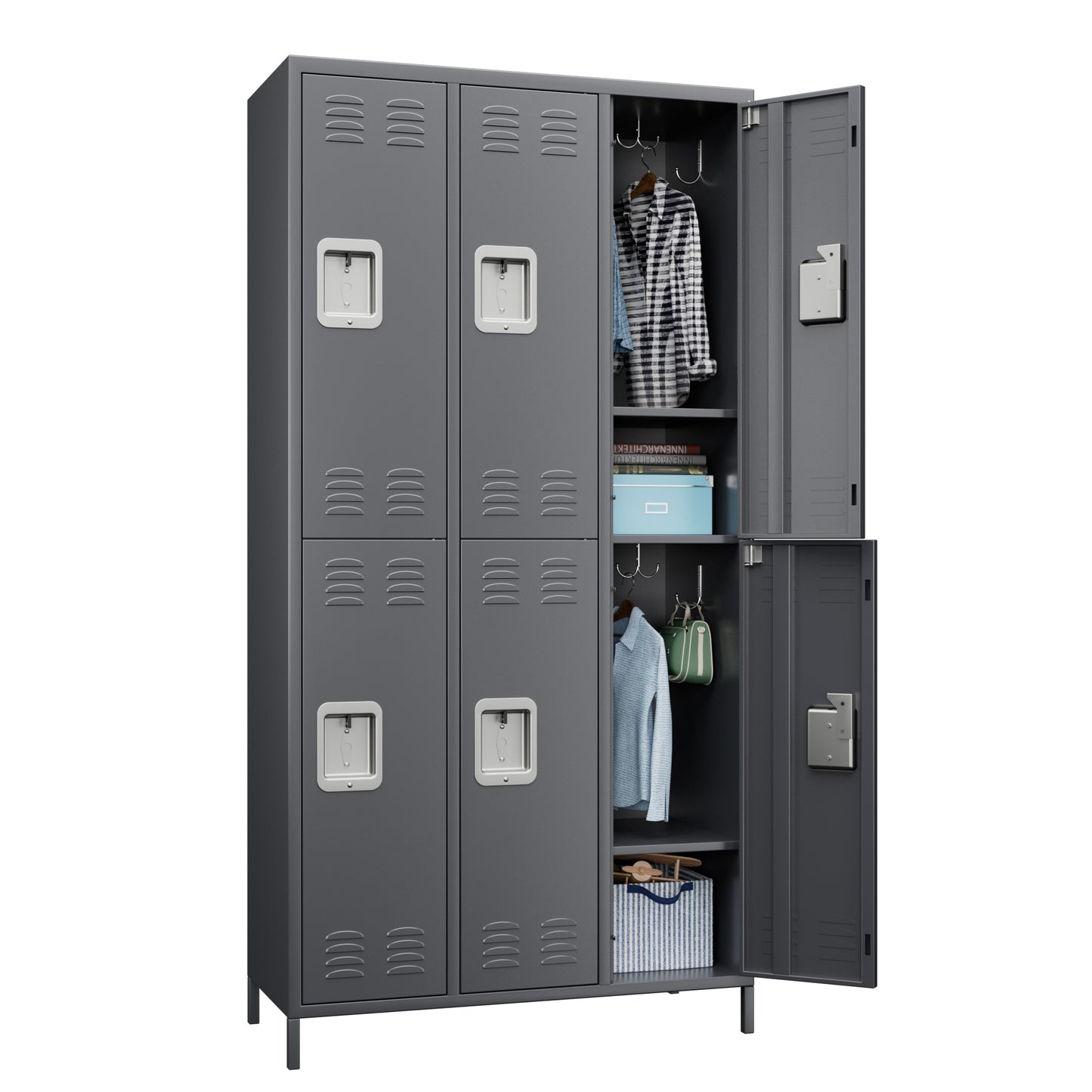 GREATMEET Metal Lockers for Employees School Office Gym Home lockers Storage,6 Doors Metal Storage Locker Cabinet with 6 Shelves and 12 Hooks