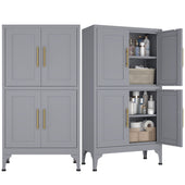 GREATMEET 44.5" White Kitchen Pantry Storage Cabinet, Tall Steel Cabinet Locker for Kitchen, Living Room, Dining Room