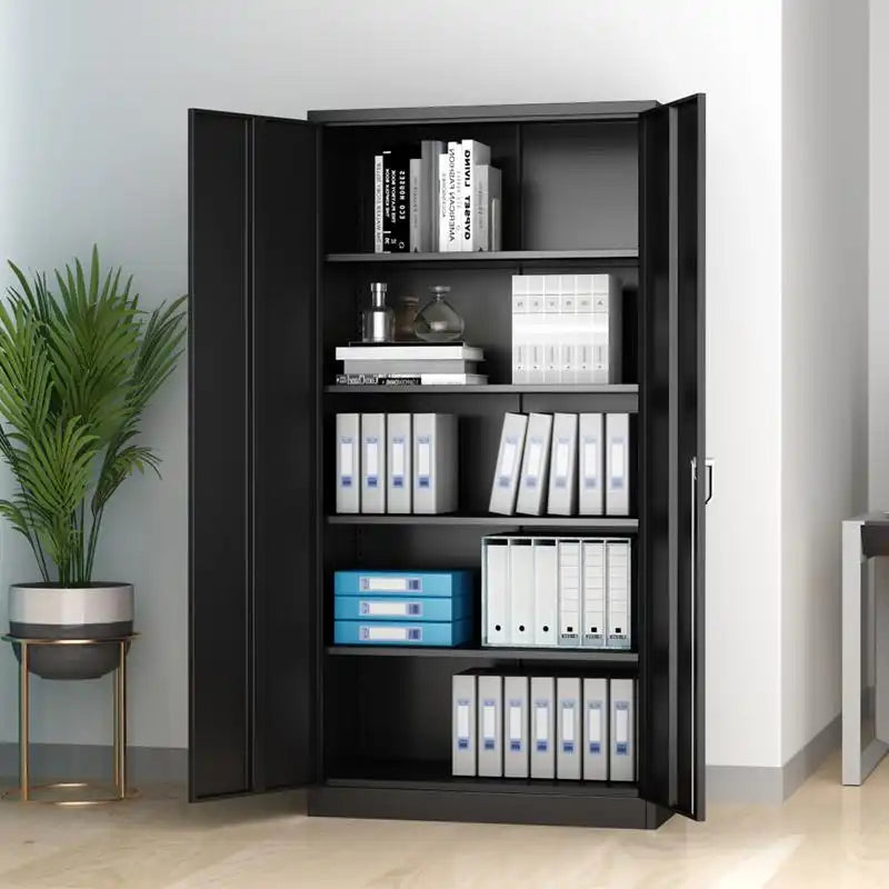GREATMEET 72" Metal Storage Cabinet 2 Locking Doors Multi-Purpose for Garage, Office
