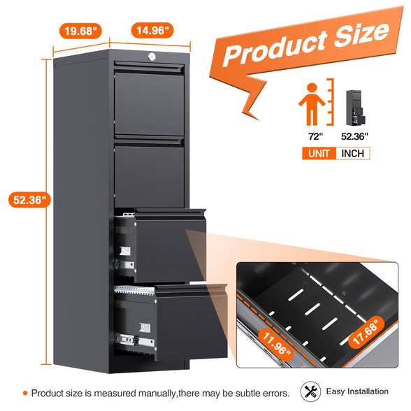 4-drawer file cabinet size