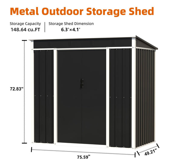 GREATMEET Metal Outdoor Storage Shed, Steel Utility Tool Shed Storage House with Door & Lock, Metal Sheds Outdoor Storage for Backyard Garden Patio Lawn