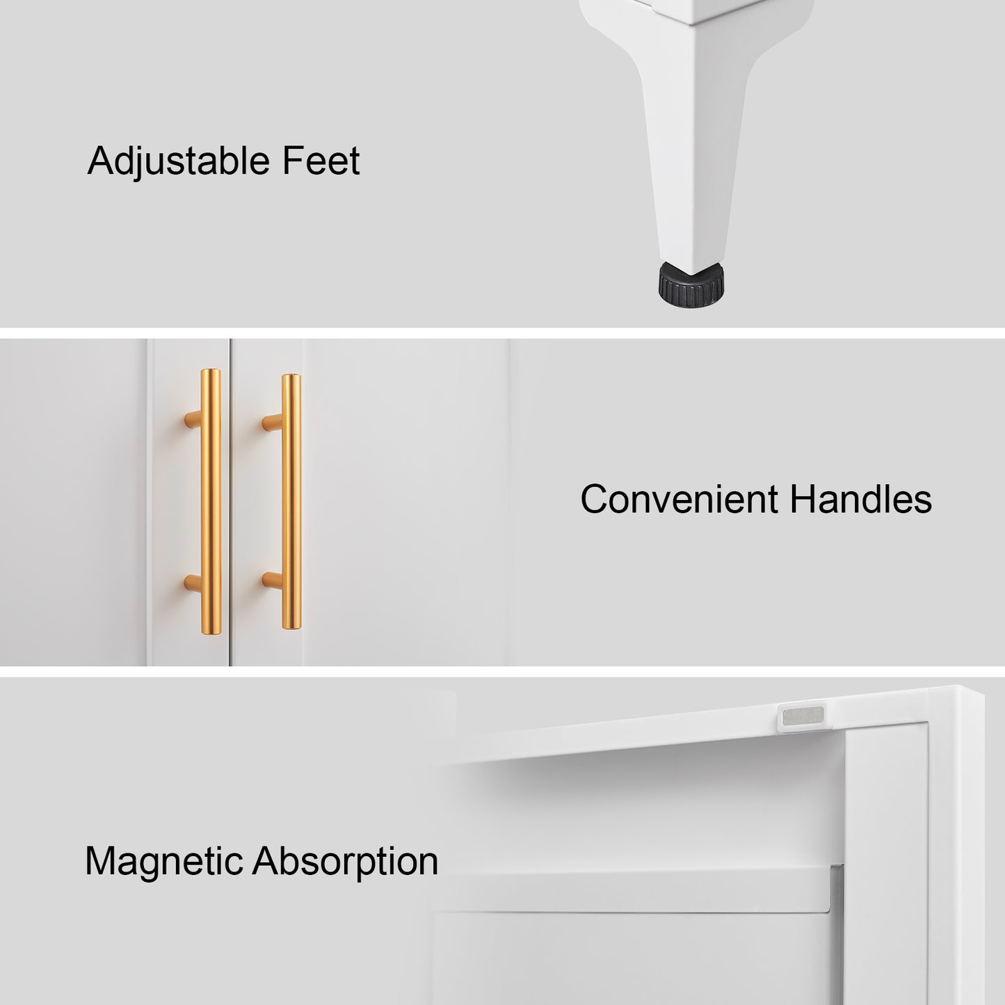 GREATMEET 44.5" White Kitchen Pantry Storage Cabinet, Tall Steel Cabinet Locker for Kitchen, Living Room, Dining Room