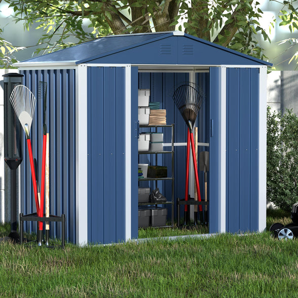 GREATMEET Metal Outdoor Storage Shed, Steel Utility Tool Shed Storage House with Door & Lock, Metal Sheds Outdoor Storage for Backyard Garden Patio Lawn