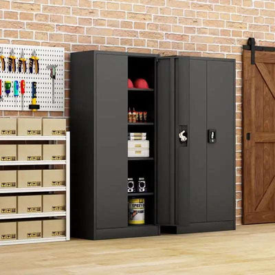 GREATMEET Metal Storage Cabinet with 2 Door and 4 Adjustable Shelves, for Home, School, Office