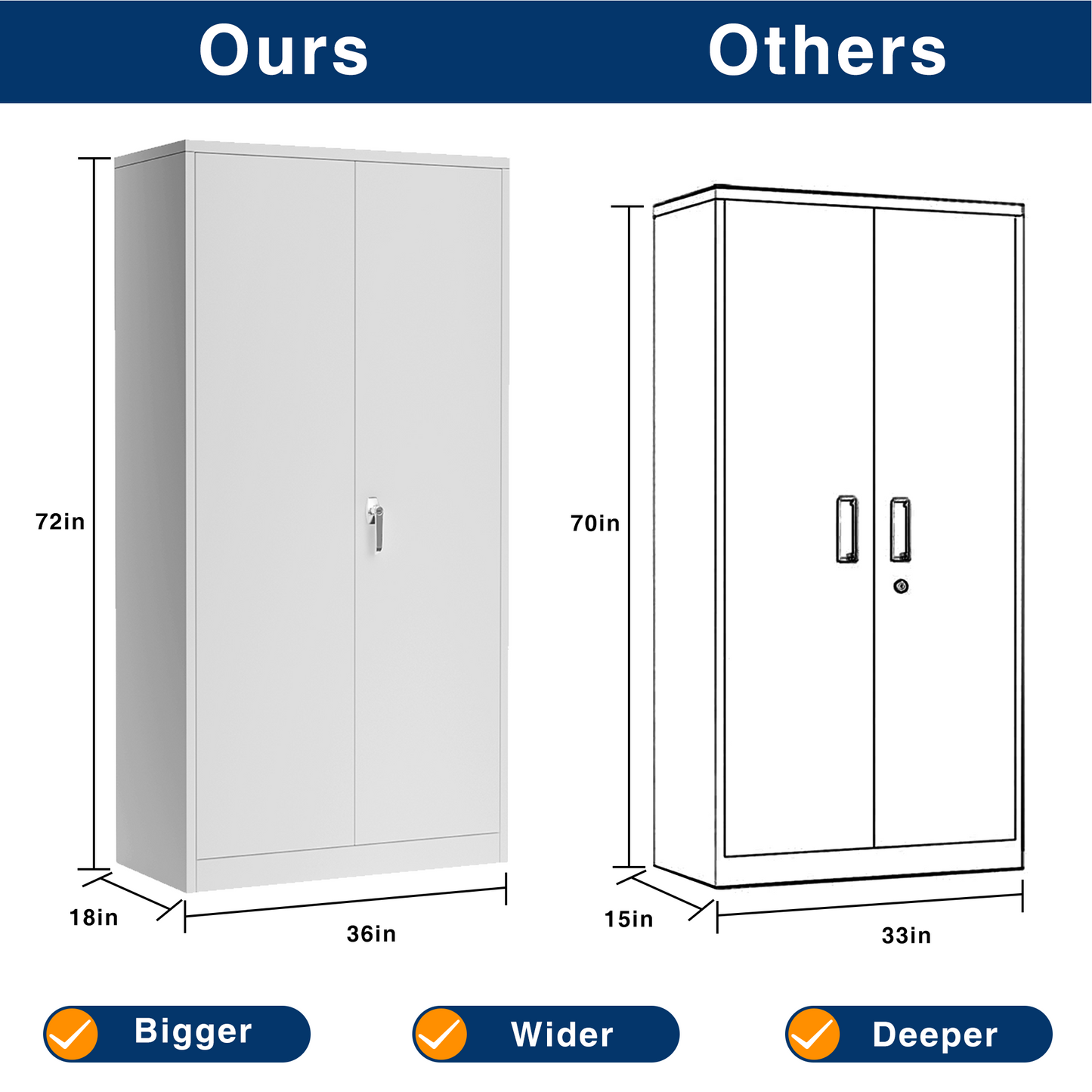 GREATMEET 72'' Metal Storage Cabinet with 4 Adjustable Shelves, Steel Utility Locker for Home,Garage,Office