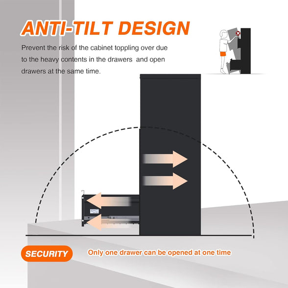 4-drawer file cabinet anti-tilt design